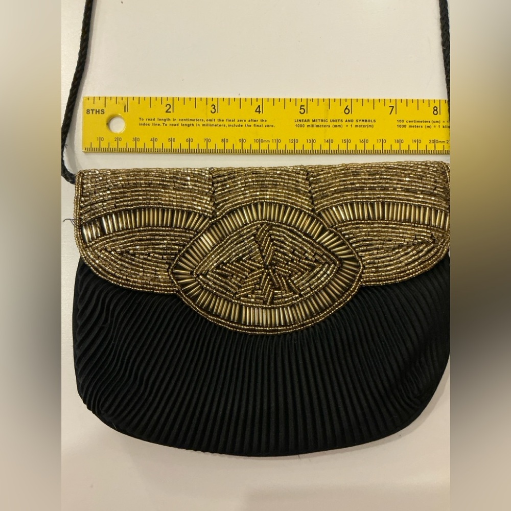Elegant Black and Gold Beaded Women's Bag